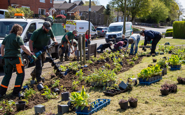 Planting flowers with Transition Crich