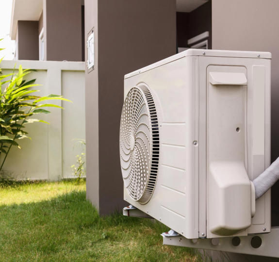 Air Conditioner Compressor Outdoor Unit Installed Outside House