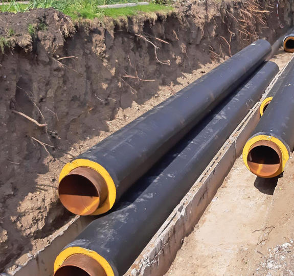 Some Central Heating Pipes Ditch Process Connecting Instaling