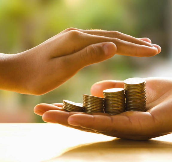 Hand Protect Money Save Money Concept