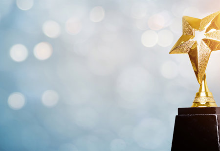 Gold Star Trophy With A Blue Background