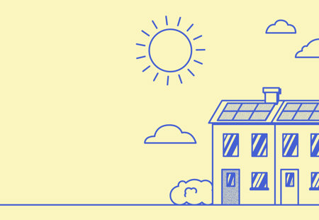 Sunny houses on a yellow background