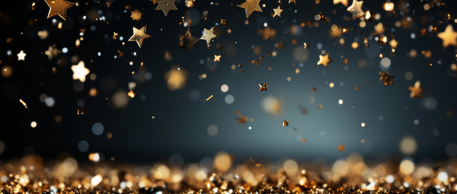 Mini golden stars falling like confetti.