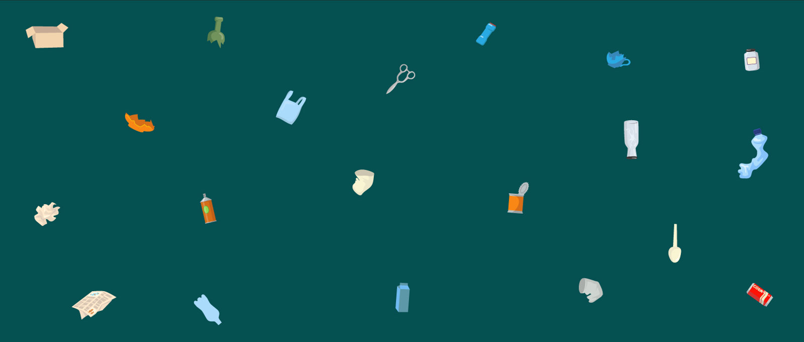 Great British Spring Clean banner - litter icons on a green background