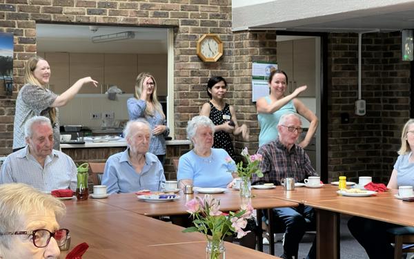School choir performing for Warwick Court, Daventry customers 3