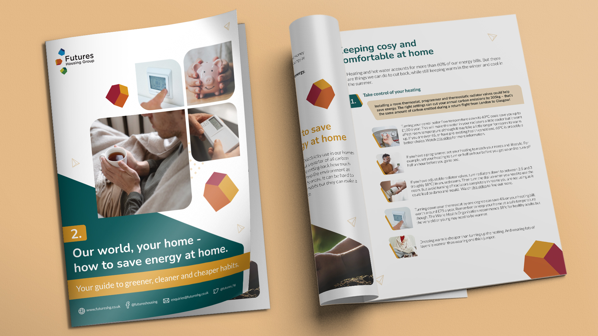 A graphic of the cover of our energy saving guide, 'Our world, your home: How to save energy at home'